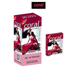 Coral Lubricated Natural Latex Condoms